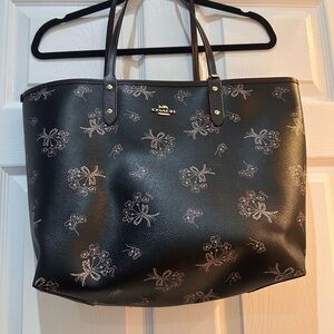 Coach Black Floral Tote Bag + Scarf